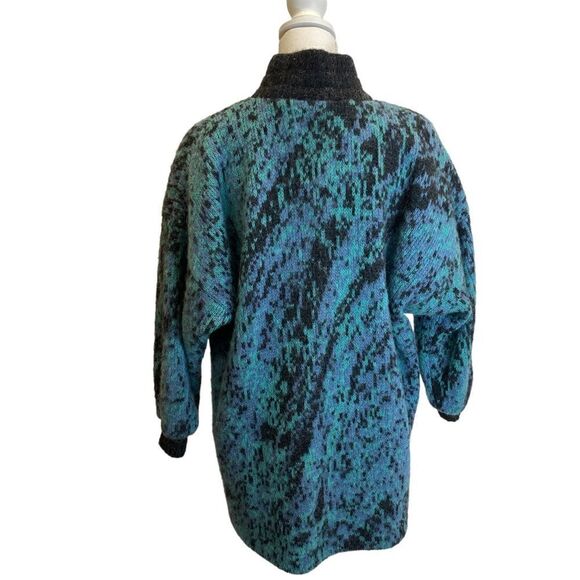 Vintage Hilda Wool Sweater Jacket Made in Iceland Size Small Blue Black - Picture 4 of 11